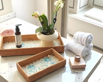 Handwoven Rattan Kitchen Storage Basket – Rustic Fruit, Bread & Utensil Tray for Home Organization