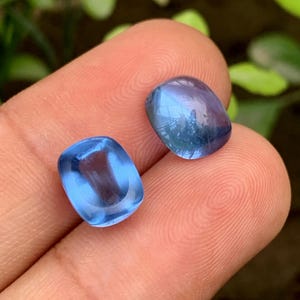 Natural Swiss Blue Topaz Cabochon Oval Pair | 10.6Ct | Vivid Blue | Loupe Clean | Loose Gem | Blue Topaz Jewellery | December Birthstone.