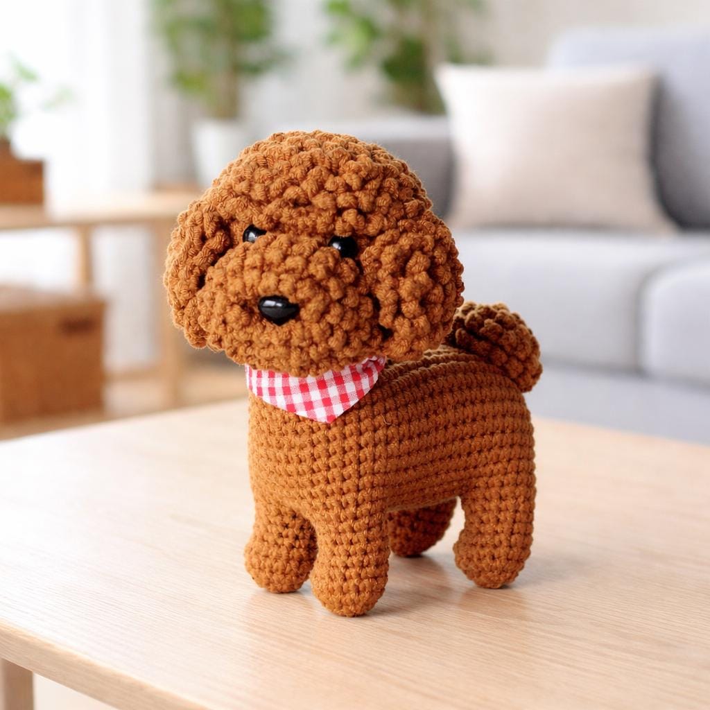 30 Poodle Crochet Patterns to Stitch Adorable Dogs, Toys, and Textured Amigurumi 18 Toy Poodle Crochet Pattern – Brown Amigurumi Dog Tutorial