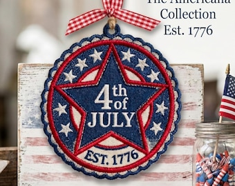 Free Standing Lace 4th of July Ornament, Patriotic Star Embroidery Design (Digital Download)