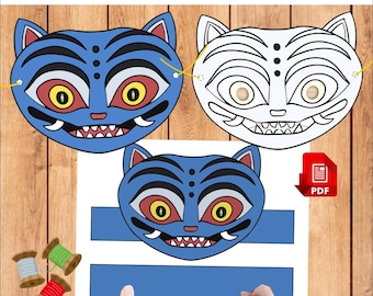 Printable Korean Tiger Crown, Kpop Costume, Kids Coloring Craft, K-POP DIY Party Hat,Blue Cat Tiger Hunters, Kpop, Derpy and Sussie Mask PDF