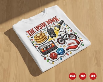 The Upside Down Png Digital Download, Stranger Christmas Shirt Design, Hawkins Clipart, Retro TV Show PNG