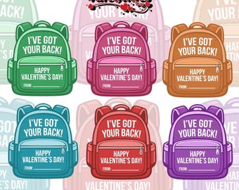 Backpack Keychain Valentines, Valentine's Day Printable, Keychain Valentine, Kid's Valentines Exchange, Digital Download