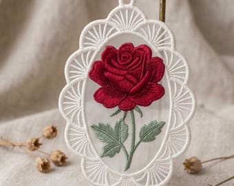 FSL Rose Embroidery Design 4.5 Inch, Freestanding Lace Rose Floral Pattern, Machine Embroidery Flower File, Digital Download