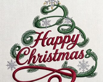 Happy Christmas Embroidery Design Christmas Machine Embroidery File Holiday Embroidery Pattern Christmas Decor Embroidery Digital Download