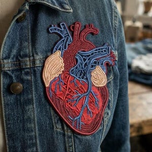 Diseño de bordado de corazón anatómico, adorno de encaje de corazón humano, archivo de bordado de anatomía médica, regalo para médicos y enfermeras, descarga digital de 3.8 pulgadas.