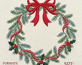 Mini Christmas Wreath Embroidery Design, Machine Embroidery Pattern, (Digital File)