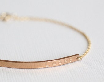 Bar bracelet, dainty bracelet, personalized bracelet, customized bracelet, name bracelet, layered bracelets - gold filled