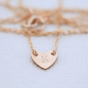 dainty necklace, heart necklace, initial necklace, tiny heart gold necklace image 1