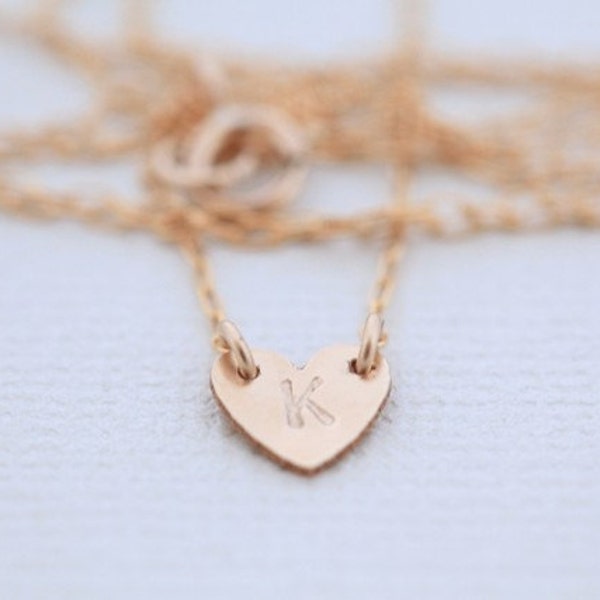 dainty necklace, heart necklace, initial necklace, tiny heart - gold necklace