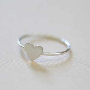 tiny heart ring sterling silver dainty ring, rustic jewelry image 1