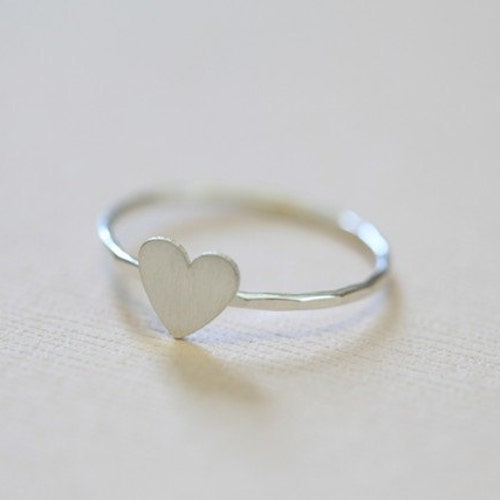 Tiny Heart Ring Sterling Silver Dainty Ring Rustic Jewelry - Etsy