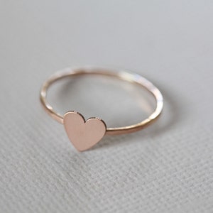 rose gold heart ring, pink gold heart, dainty ring