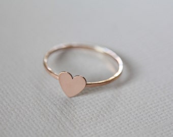 rose gold heart ring, pink gold heart, dainty ring