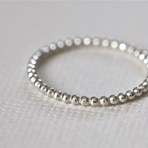 beaded ring, stackable ring, staking ring, textured ring, skinny ring, dainty ring - sterling silver bead ring