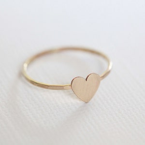 gold heart ring, dainty heart ring, gold filled ring, gift for her