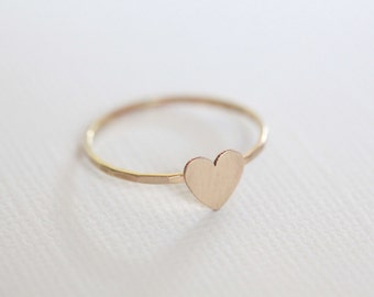 gold heart ring, dainty heart ring, gold filled ring, gift for her