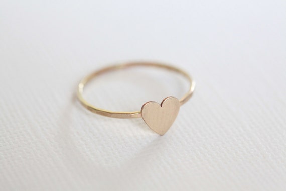 Tiny Heart Ring Dainty Ring Gift for Her Yellow Gold - Etsy