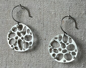 Bubble earrings, organic earrings, pearls, boho jewelry, silver dangle earrings