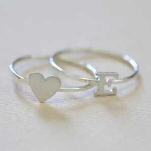 tiny heart ring sterling silver dainty ring, rustic jewelry image 3