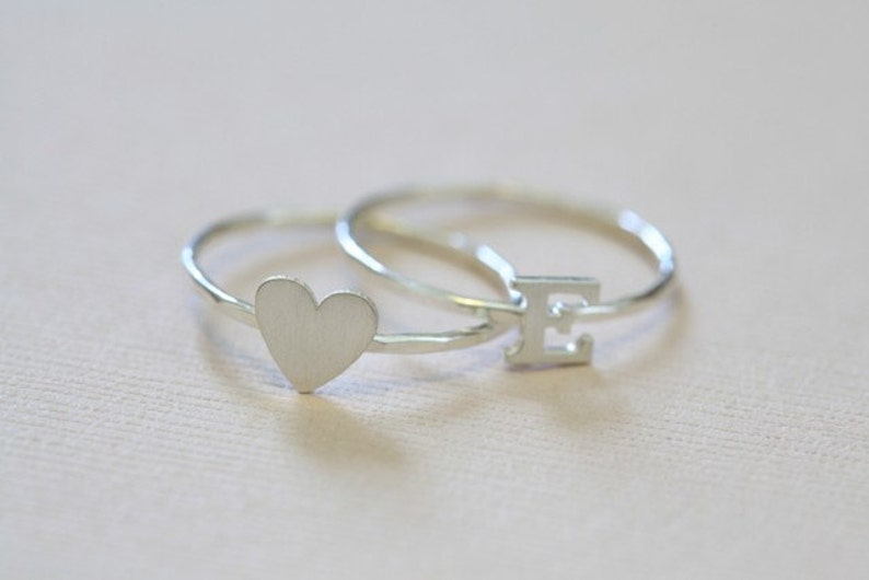 tiny heart ring sterling silver dainty ring, rustic jewelry image 3