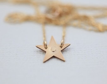 star necklace, dainty necklace, initial necklace, monogram necklace, personalized jewelry - gold filled