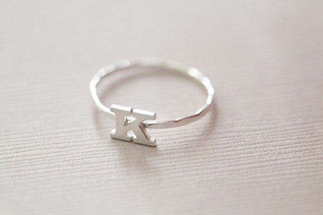 stackable initial ring, monogram ring, dainty ring -  sterling silver