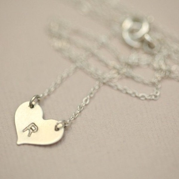 Small initial heart sterling silver necklace - MADE TO ORDER