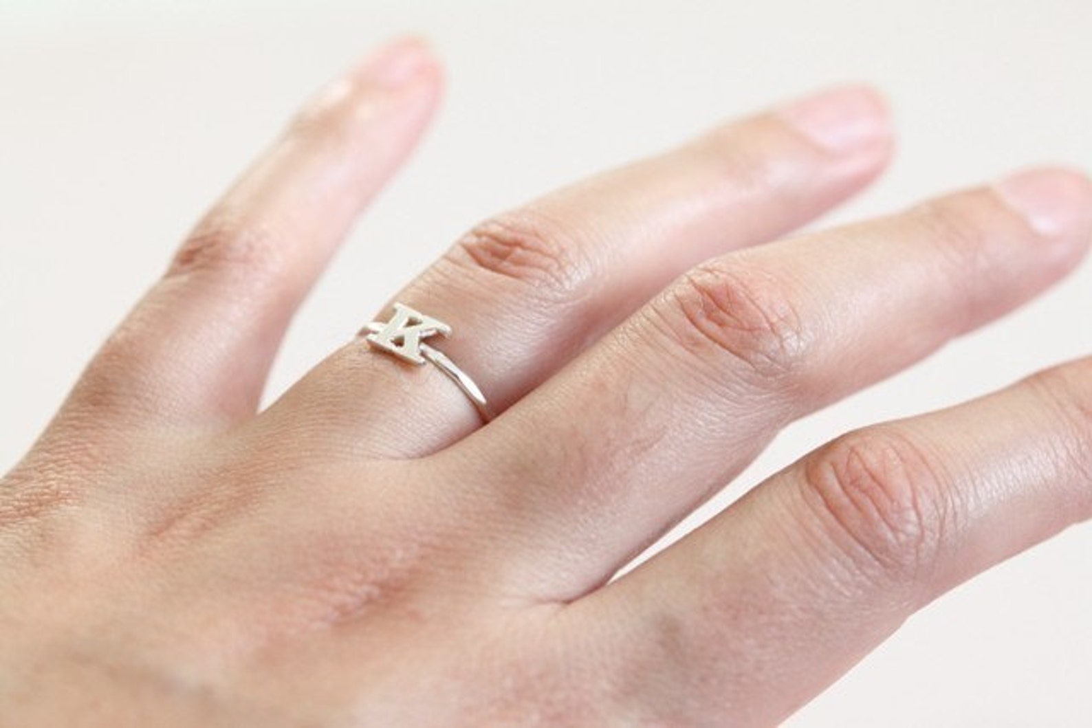 Stackable Initial Ring Monogram Ring Dainty Ring Letter | Etsy