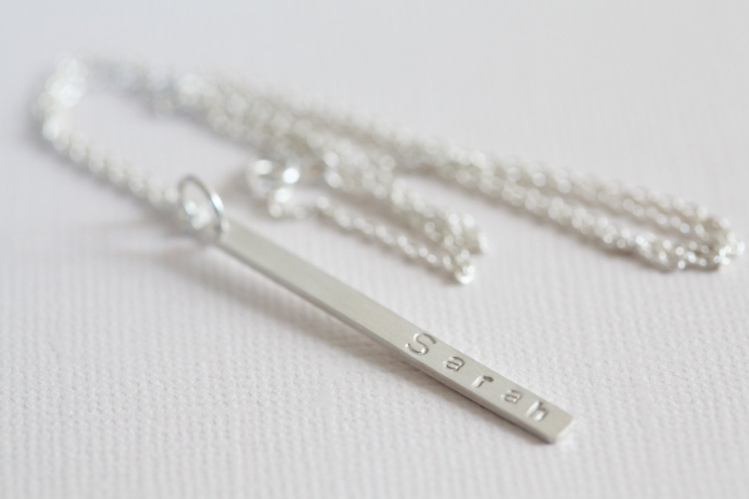 Name Necklace Bar Pendant Custom Hand Stamped Necklace Etsy