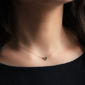 dainty necklace, heart necklace, initial necklace, tiny heart gold necklace image 2