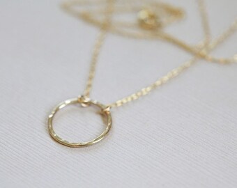 circle necklace, o necklace, eternity necklace - gold filled