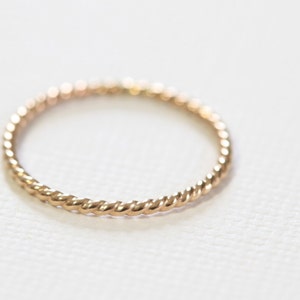 gold twist ring, rope ring, stackable ring, staking ring, textured ring, skinny ring, dainty ring