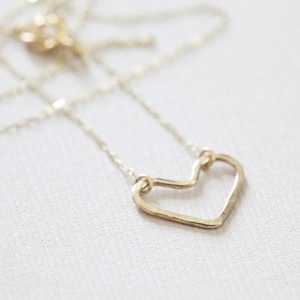 gold heart necklace, dainty necklace, open heart necklace - gold filled