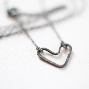 Open heart necklace , rustic jewelry, dainty necklace Oxidized sterling silver necklace image 1