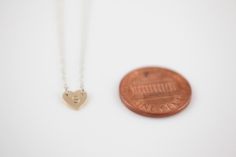 dainty necklace, heart necklace, initial necklace, tiny heart gold necklace image 3