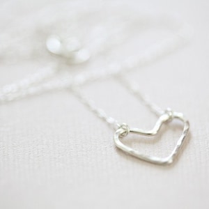 open heart necklace, dainty necklace, gift for her - sterling silver