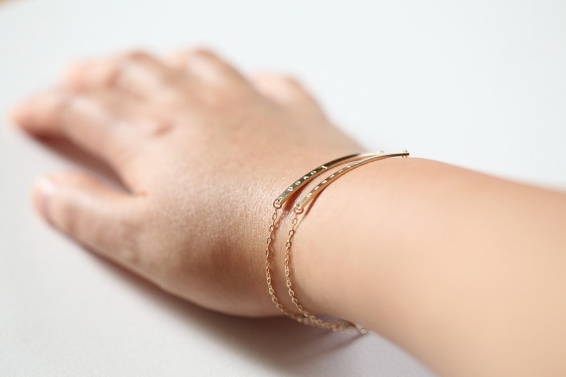Bar bracelet, dainty bracelet, personalized bracelet, customized bracelet, name bracelet, layered bracelets gold filled image 2
