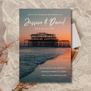 Brighton West Pier Wedding Invitation | Editable Wedding Invitation Template | UK Coastal Wedding | Digital Download | Beach Wedding Invite