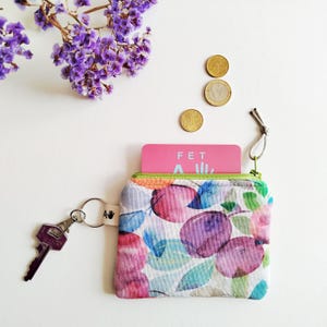 Monedero Llavero con estampado de frutas en acuarela | Compacto y funcional con cremallera | Pequeño, práctico y hecho a mano | Regalo mujer