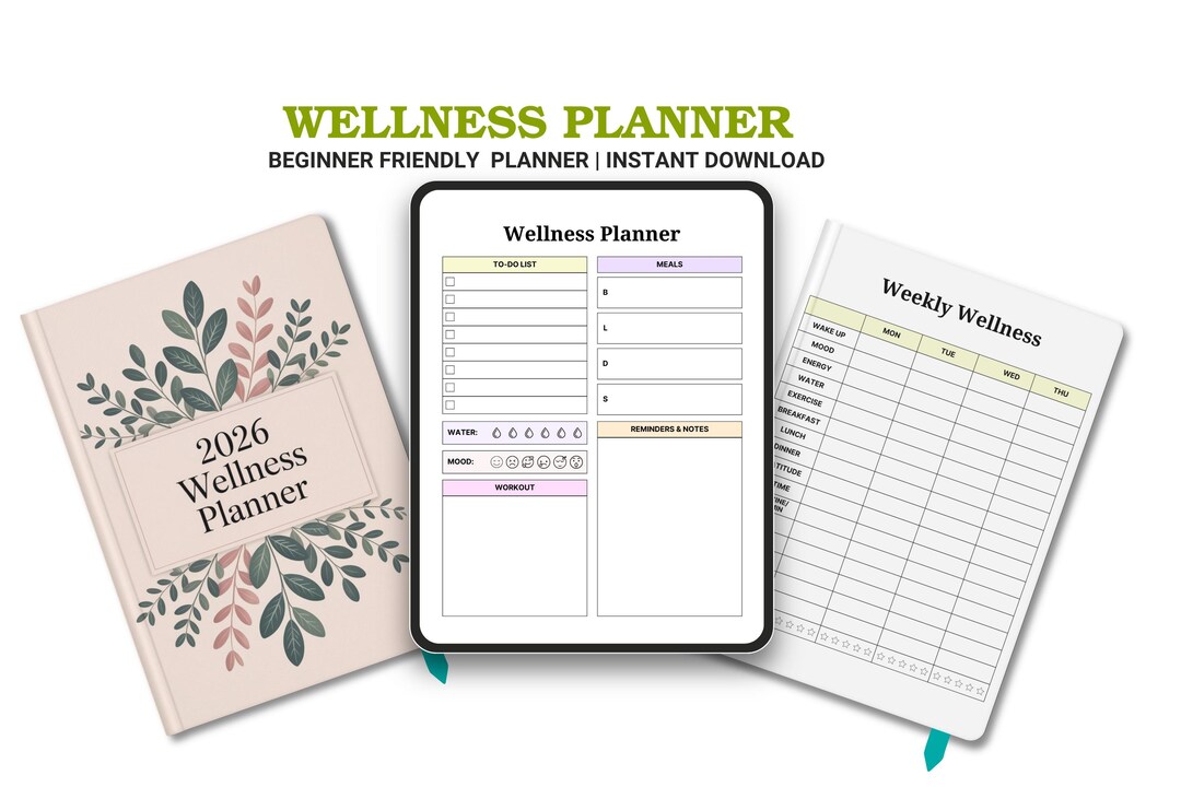 2026 Wellness Planner Printable – Daily Tracker, Self-care Journal ...