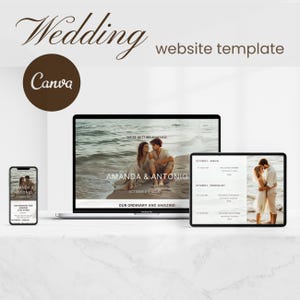 Canva Wedding Website Template | minimalistic style website wedding invitation template | Save the date | Wedding Website