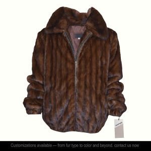 Men&#39;s 100% Real Mink Fur Full Skin Bomber Jacket Coat All Sizes Custom Made Handmade Made To Order Gift For Him