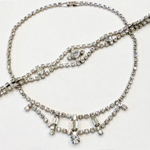 Vintage 50s Rhinestone Necklace and Bracelet
