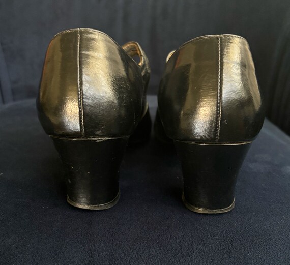 Vintage 40s Black Mary Jane Shoes Cut Outs - image 7