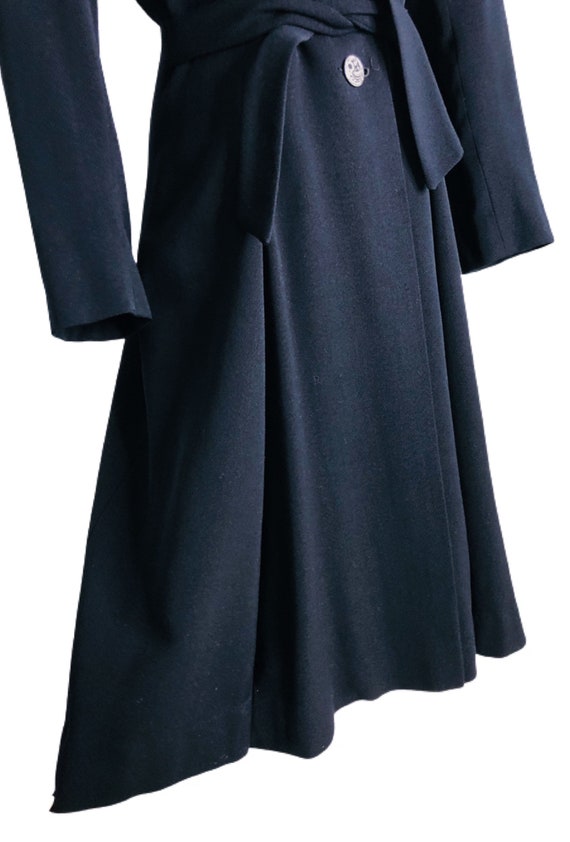 Vintage 1930s-1940s Deep Blue/Black Coat Fit & Fl… - image 10