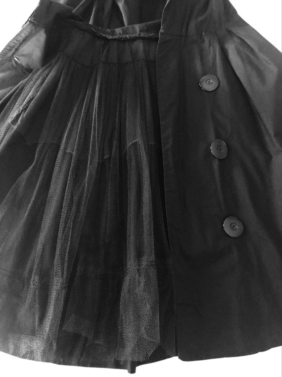 Vintage 50s Dress Black Cotton Platter Collar Big… - image 9