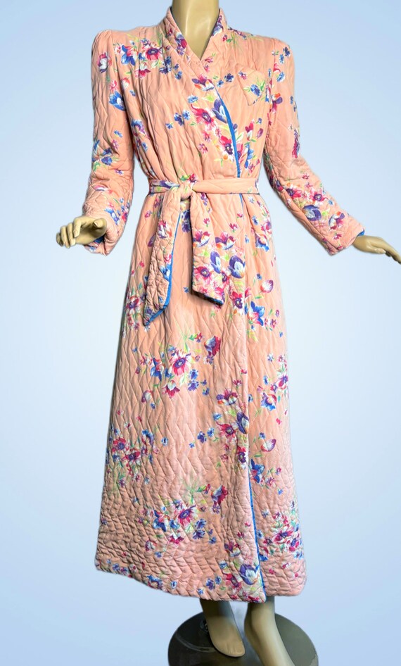 Womens Printed Bathrobe - Peach