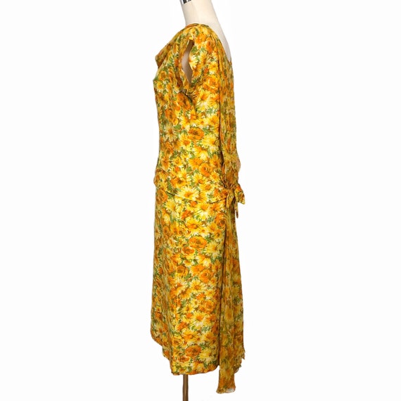 Vintage 50s Floral Silk Dupioni & Chiffon Dress M… - image 5