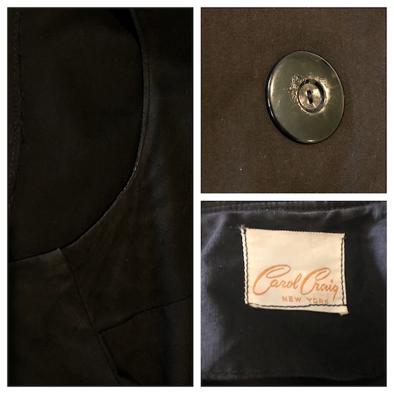 Vintage 50s Dress Black Cotton Platter Collar Big… - image 10